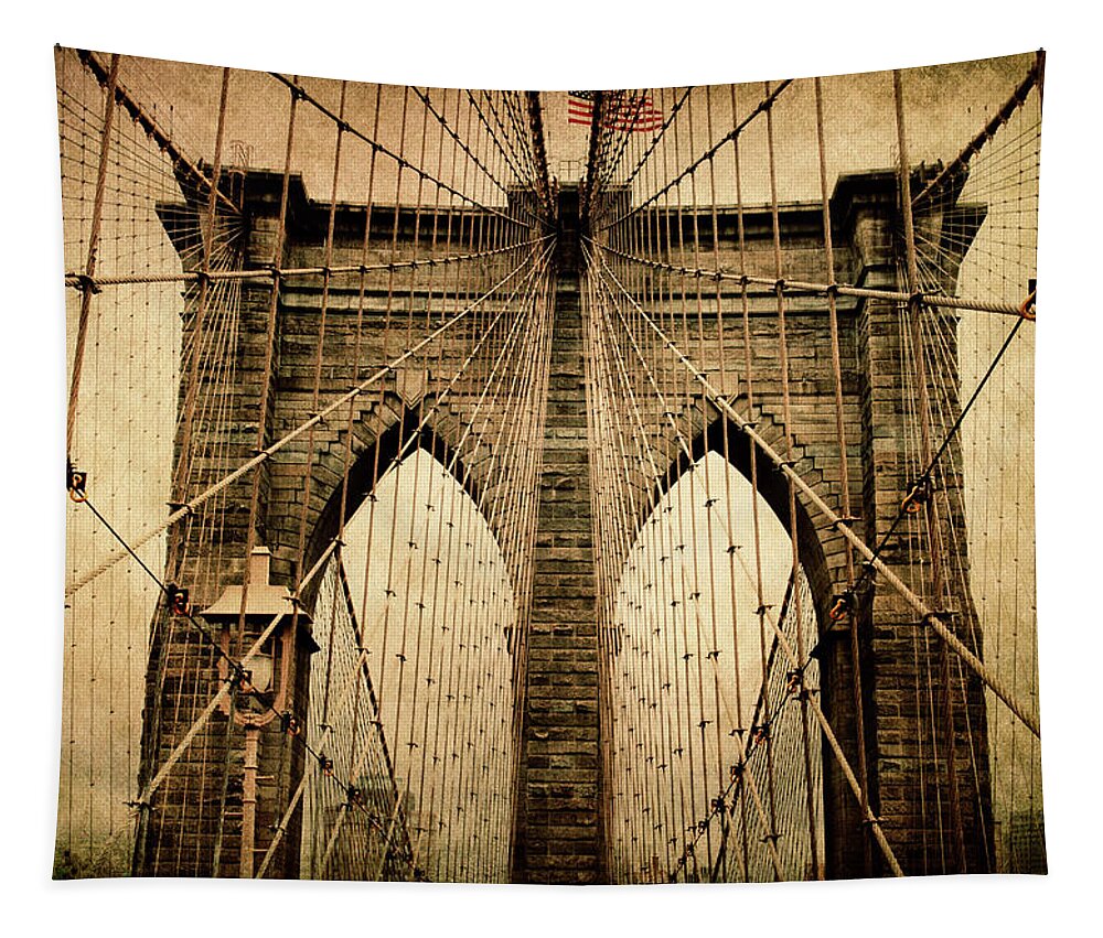 Bridge Tapestry featuring the photograph Brooklyn Bridge Nostalgia by Jessica Jenney