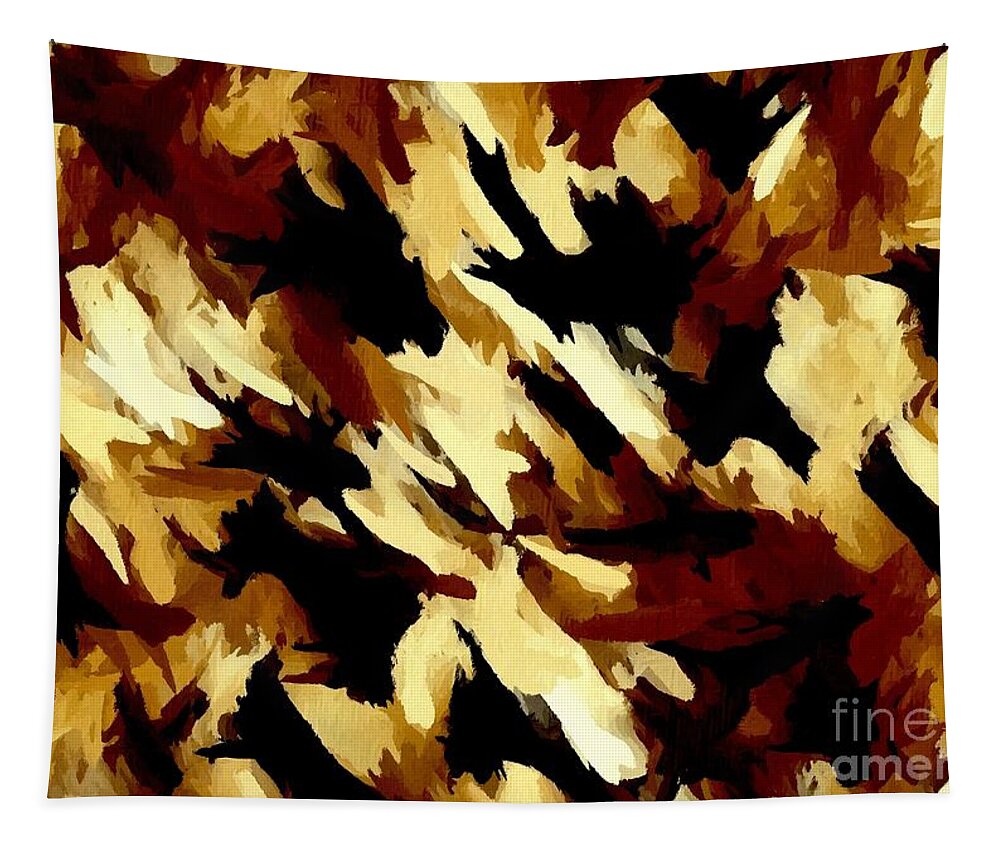 Painting Tapestry featuring the digital art Brown Tan Black Abstract II by Delynn Addams