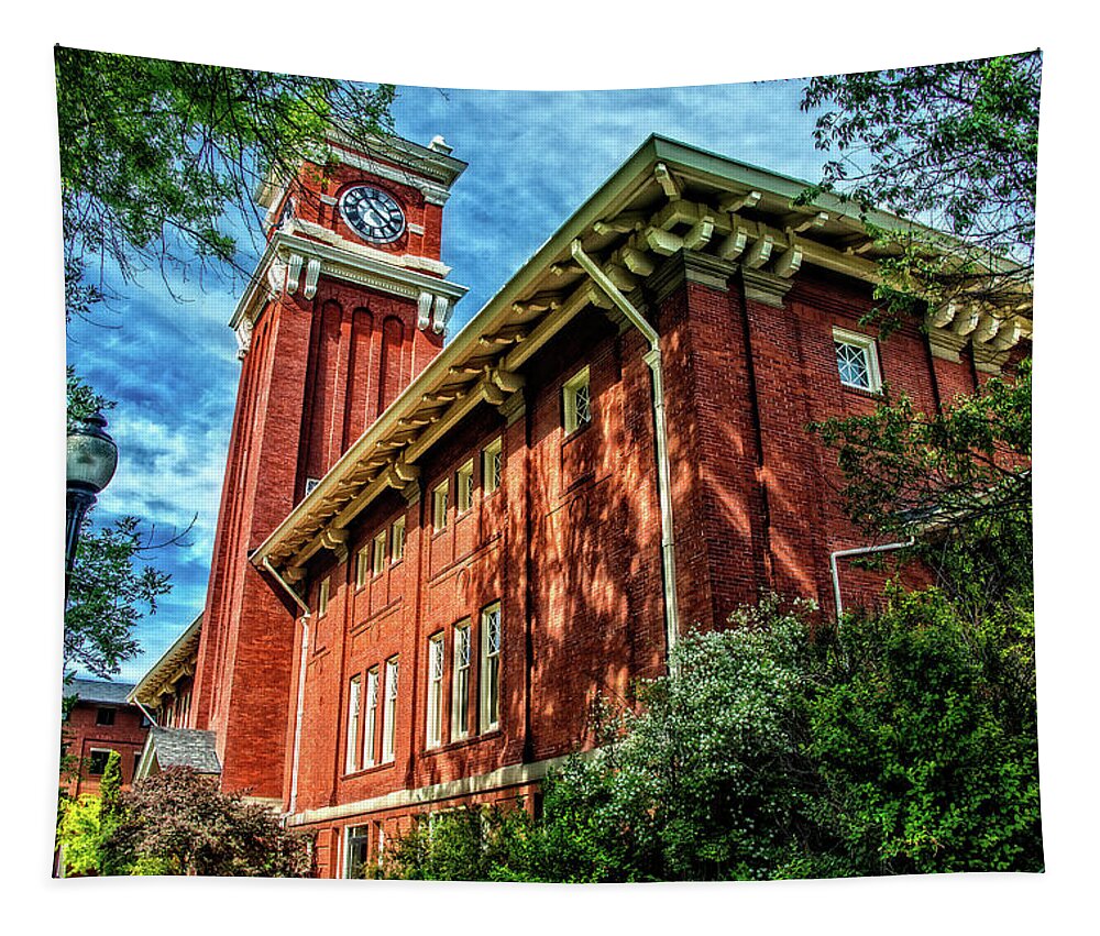 Wsu Tapestry featuring the photograph Bryan Hall in the trees by Ed Broberg