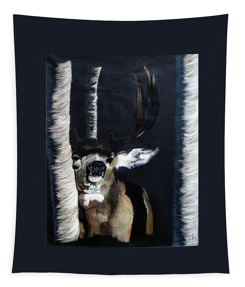 Pastels Tapestry featuring the drawing Buck by Mayhem Mediums