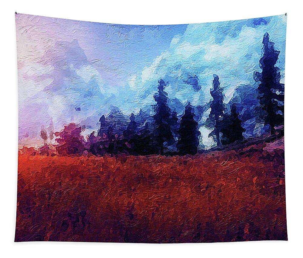 Impressive Natural Landscape Tapestry featuring the painting Bucolic Paradise - 07 by AM FineArtPrints