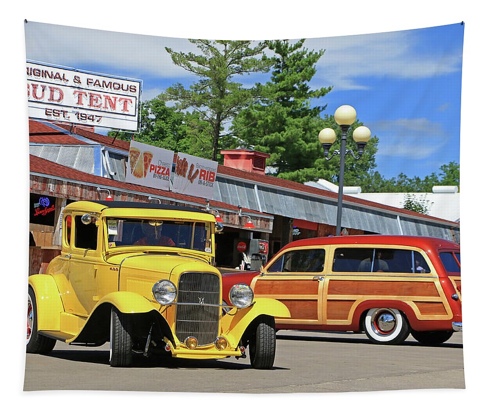 Goodguys Tapestry featuring the photograph Bud Tent Hot Rods by Christopher McKenzie