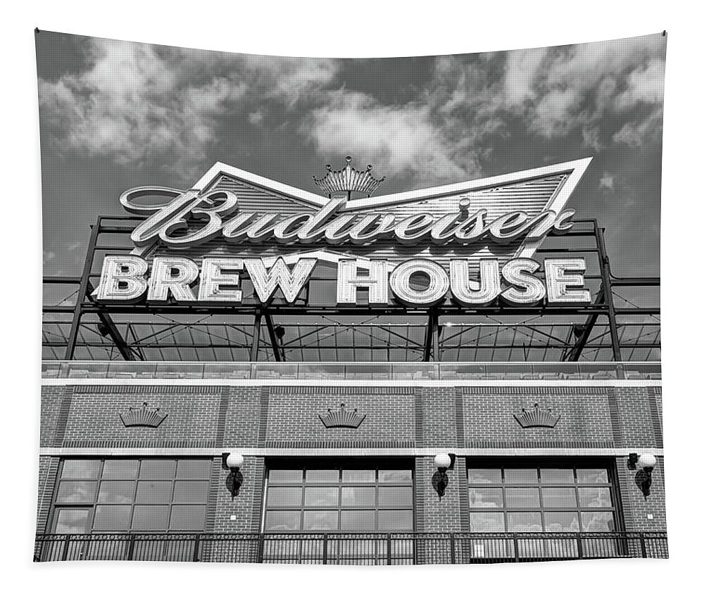 Brew House Tapestry featuring the photograph This Brew Is For You At The St Louis Ballpark - Black And White by Gregory Ballos