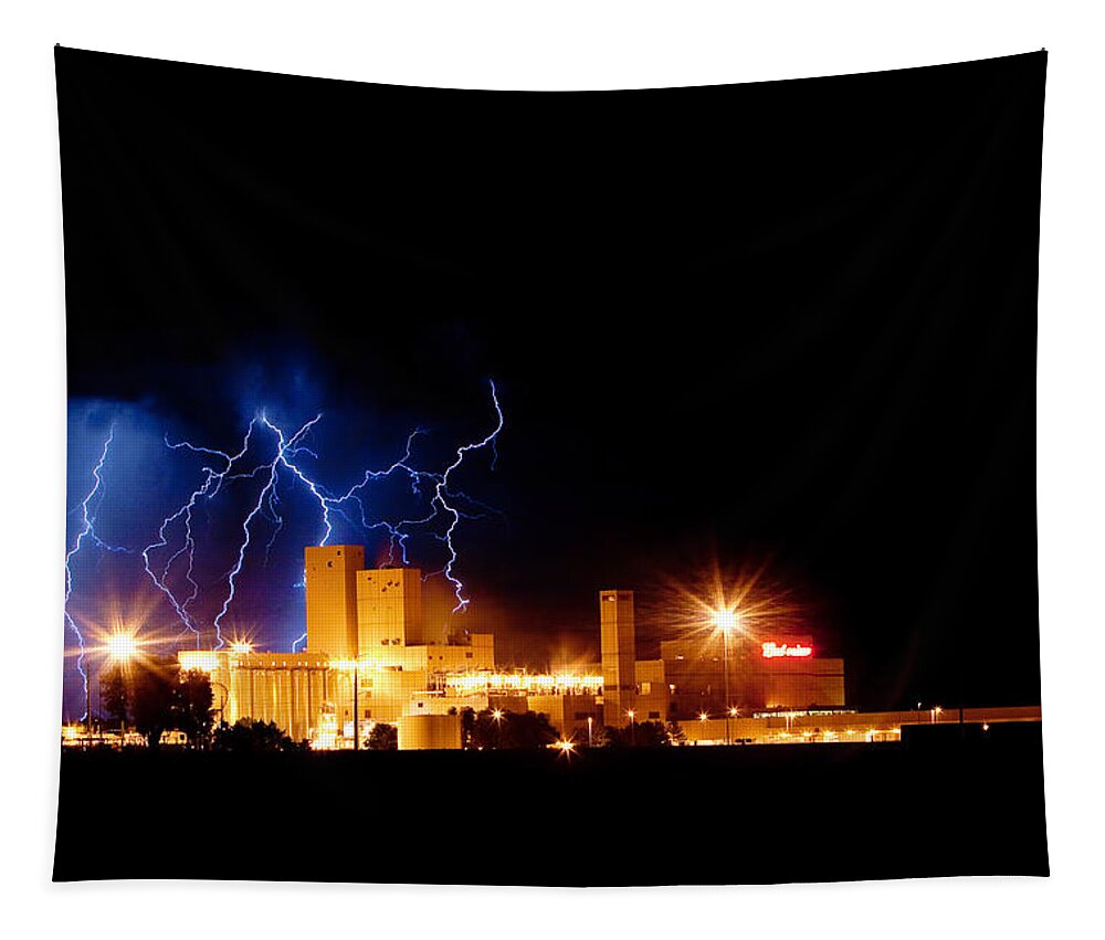40d Tapestry featuring the photograph Budweiser Lightning Thunderstorm Moving Out by James BO Insogna
