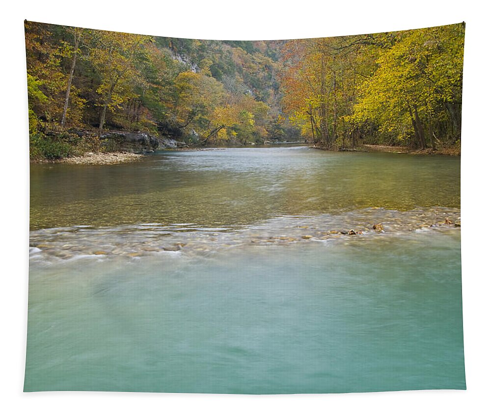 Stream River Scenic Nature Water Fall Buffalo River Buffalo Arkansas Tapestry featuring the photograph Buffalo River - 4589 by Jerry Owens