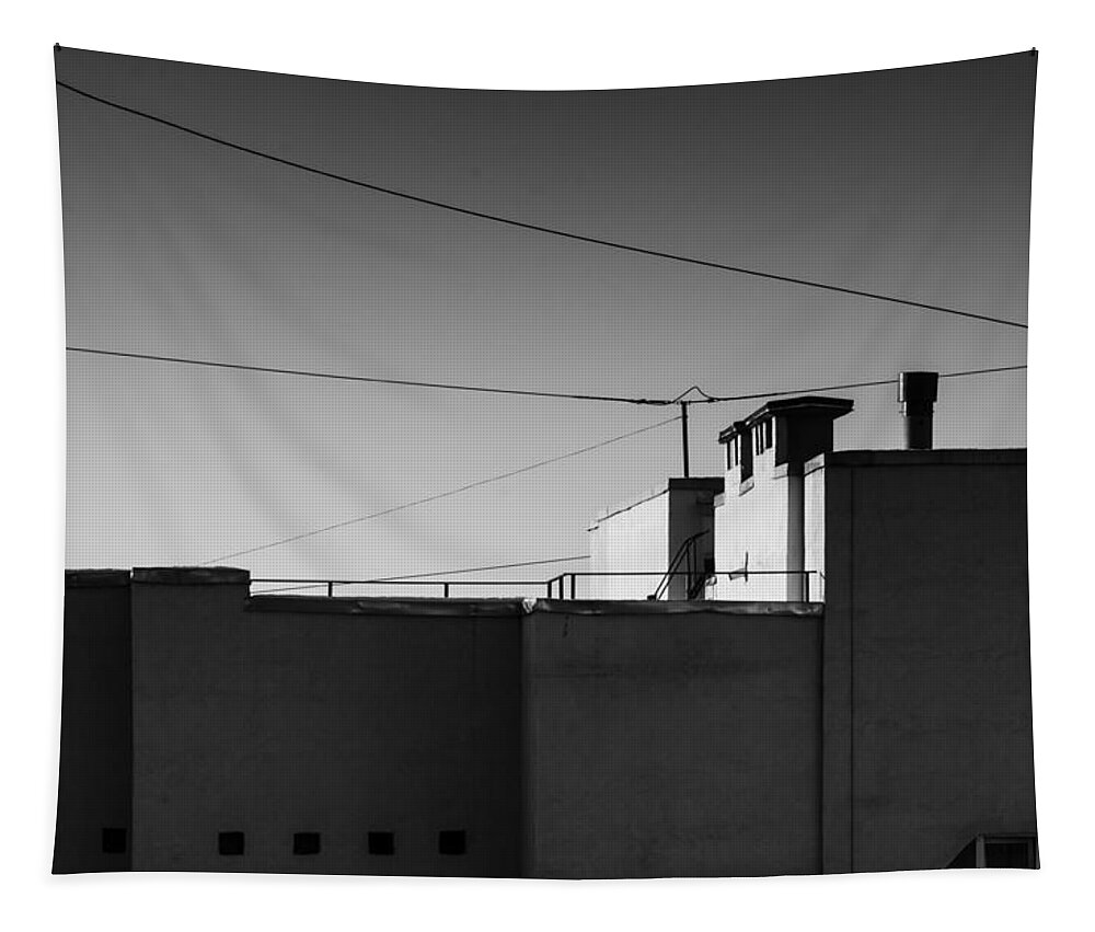 Skyline Tapestry featuring the photograph Buildings at Dusk in Monochrome by John Williams
