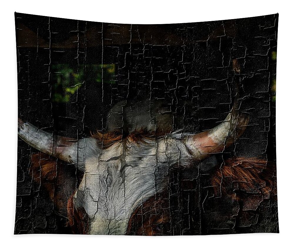 Bull Tapestry featuring the photograph Bull Horns by Sherman Perry