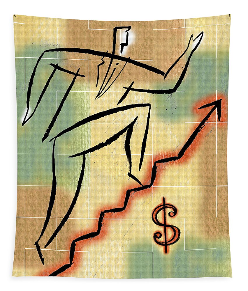 American Dream Budget Bull Market Business Business People Businessman Capital Career Career Choice Cash Challenge Choice Climbing Collaboration Commercialism Compensation Concept Cooperation Corporate Ladder Courage Destination Determination Development Direction Directions Discovery Dollar Dollar Sign Drawing Economics Economizing Economy Effort Enlarging Enterprise Entrepreneur Executive Exertion Finance Financial Planning Financial Reward Forecasting Funding Funds Future Goal Greed Growth  Tapestry featuring the painting Bull Market by Leon Zernitsky