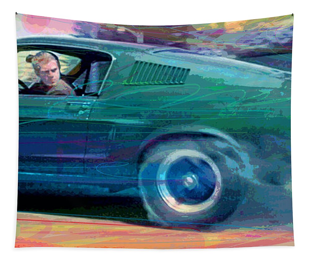 1968 Mustang Tapestry featuring the painting Bullitt Mustang by David Lloyd Glover