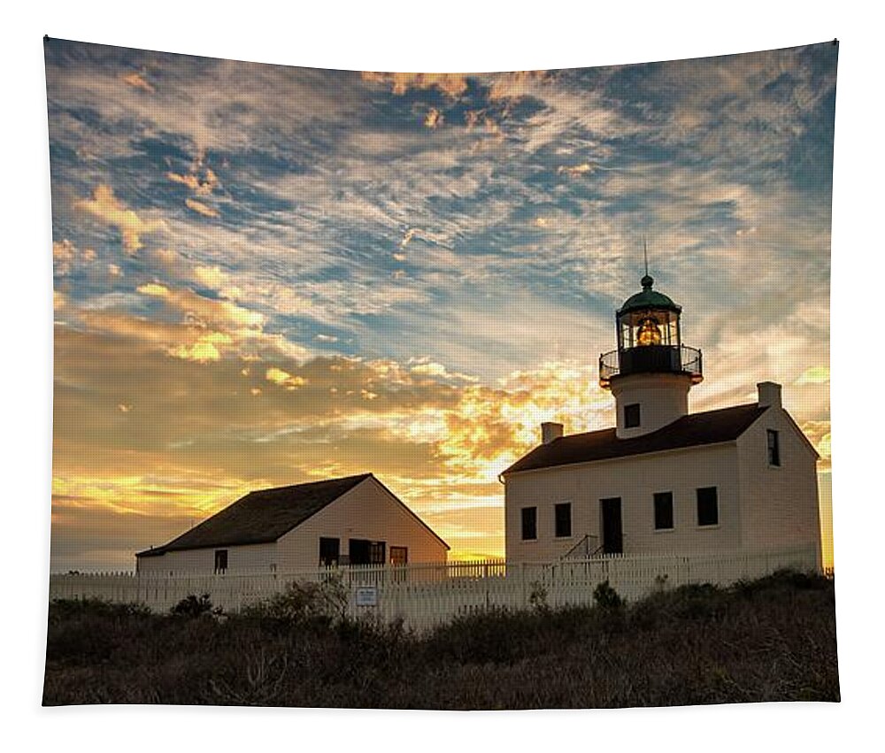 Lighthouse Tapestry featuring the photograph Burning Light by American Landscapes