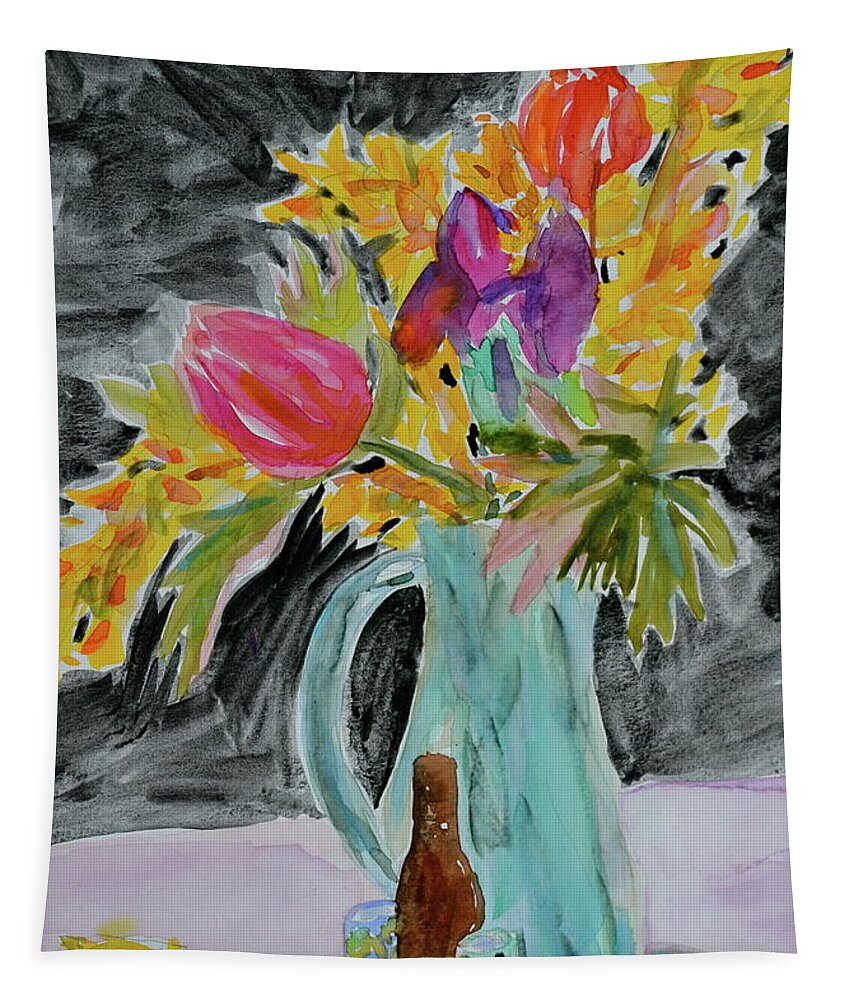 Flowers Tapestry featuring the painting Bursting Bouquet by Beverley Harper Tinsley