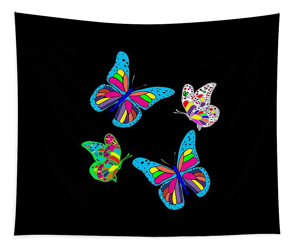 Pink Tapestry featuring the digital art Butterflies by Judy Hall-Folde