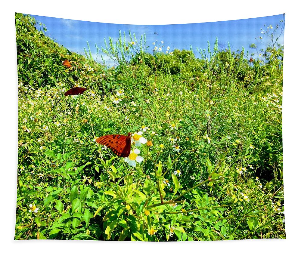 Butterfly Tapestry featuring the photograph Butterfly Bonanza by Sherry Kuhlkin