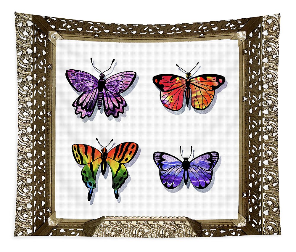 Collection Tapestry featuring the painting Butterfly Collection IV Framed by Irina Sztukowski