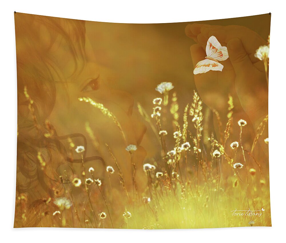 Fleurogeny Art Tapestry featuring the digital art Butterfly Kiss by Torie Tiffany