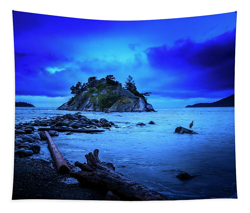 Ocean; Pacific; Pacific Ocean; Vancouver; Sunset; Sun; Cruise; Ship; Boat; Water; Sky; Dusk; Red; Orange; Glow; Cloud; Romantic; Destiny; British Columbia; John Poon; Lighthouse Park; Lighthouse; Barns; Rain Forest; Lush; Virgin; Dawn; Twilight; Whytecliff; Morning; Midnight; Night Tapestry featuring the photograph By The Light Of The Moon by John Poon
