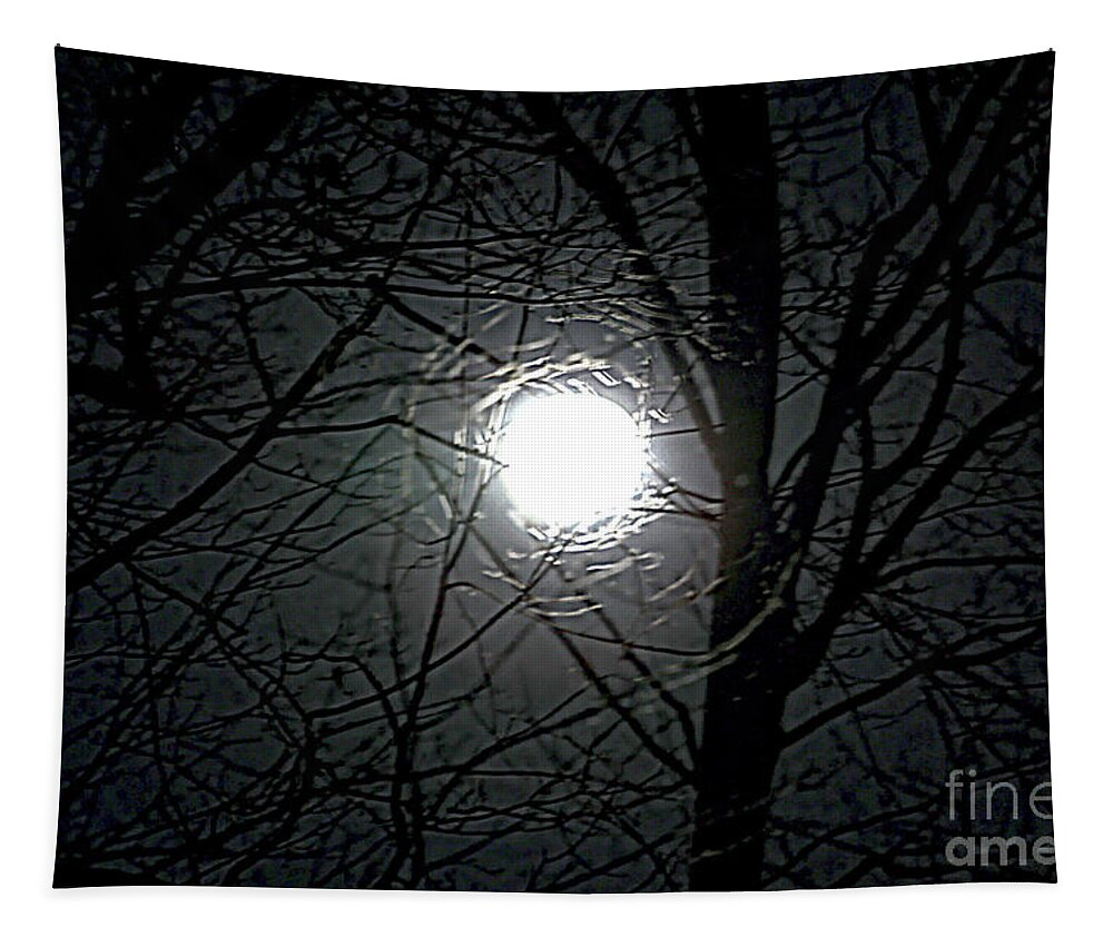 Moon Tapestry featuring the photograph By the Light of the Perigee Moon by Xine Segalas