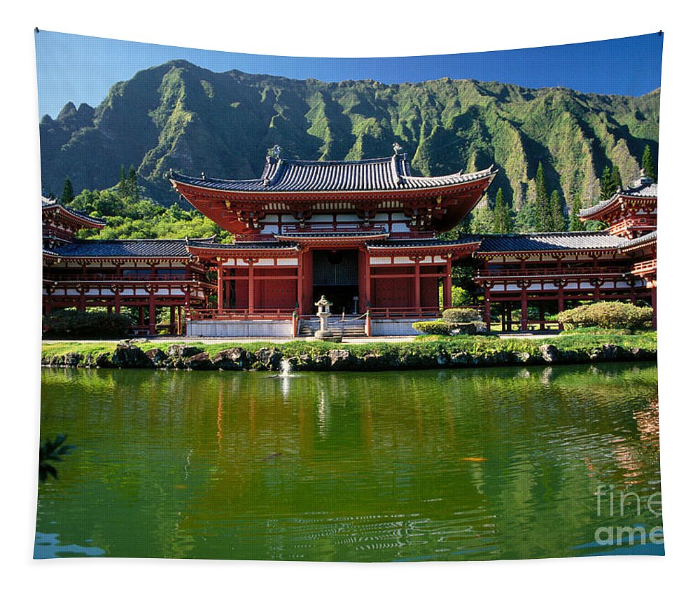A42d Tapestry featuring the photograph Byodo-In Temple by Mary Van de Ven - Printscapes