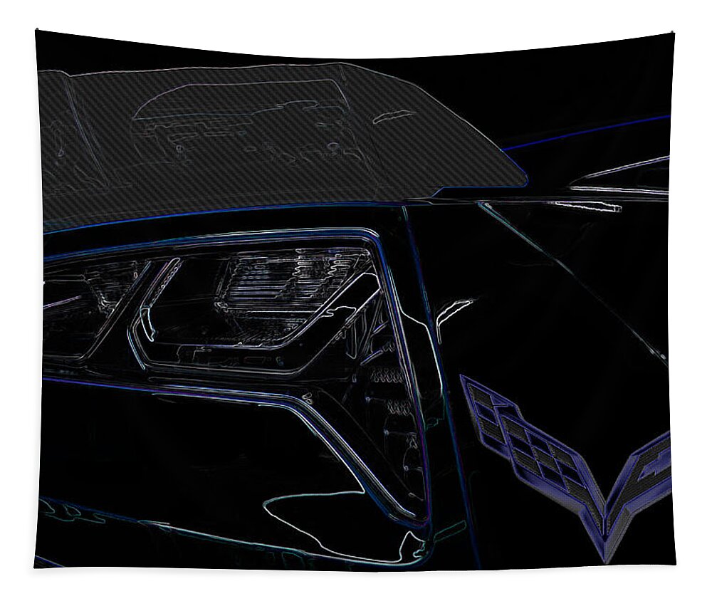 Corvette Tapestry featuring the digital art C7 Corvette rear by Darrell Foster