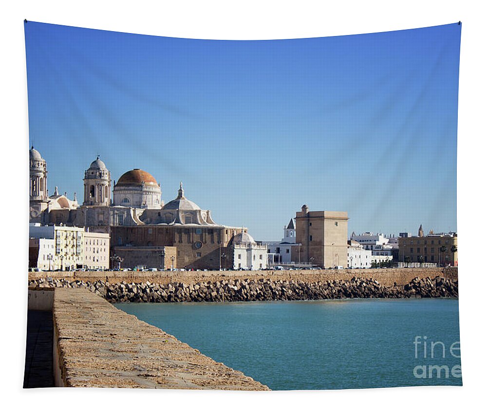 Cadiz Tapestry featuring the photograph Cadiz Cathedral Andalusia by Lynn Bolt