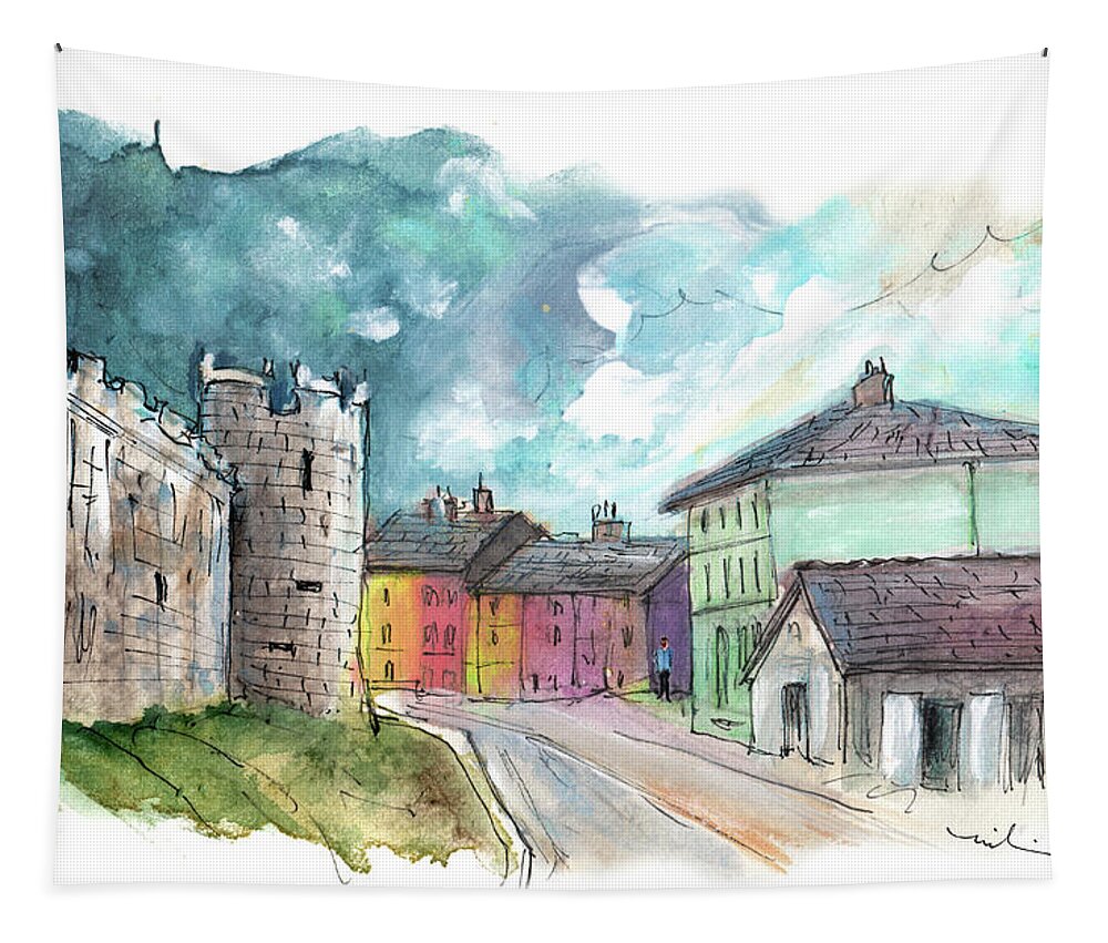 Travel Tapestry featuring the painting Caernarfon 02 by Miki De Goodaboom