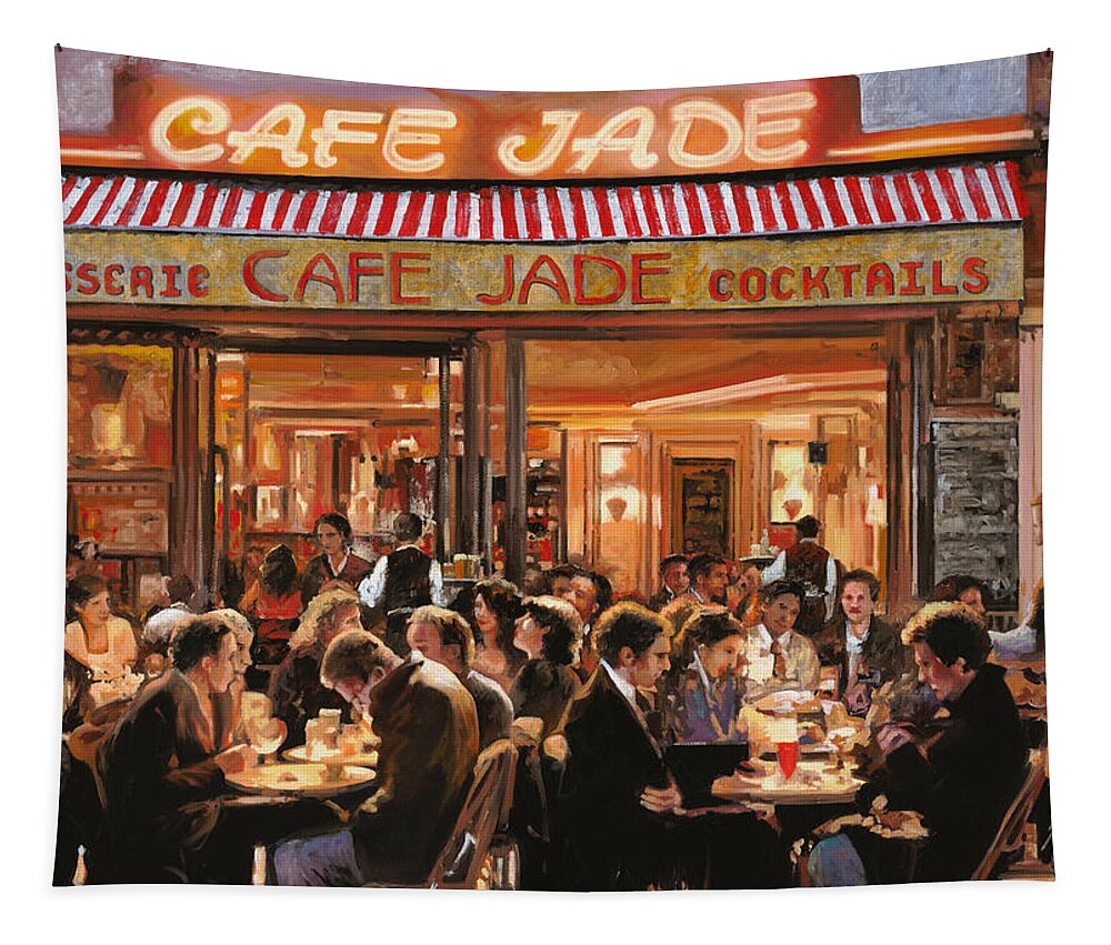 Brasserie Tapestry featuring the painting Cafe Jade by Guido Borelli