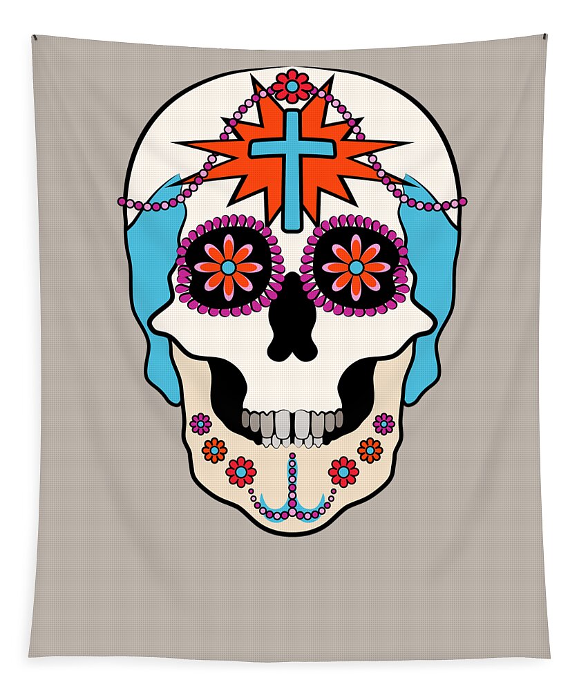 Skull Tapestry featuring the digital art Calavera Graphic by MM Anderson