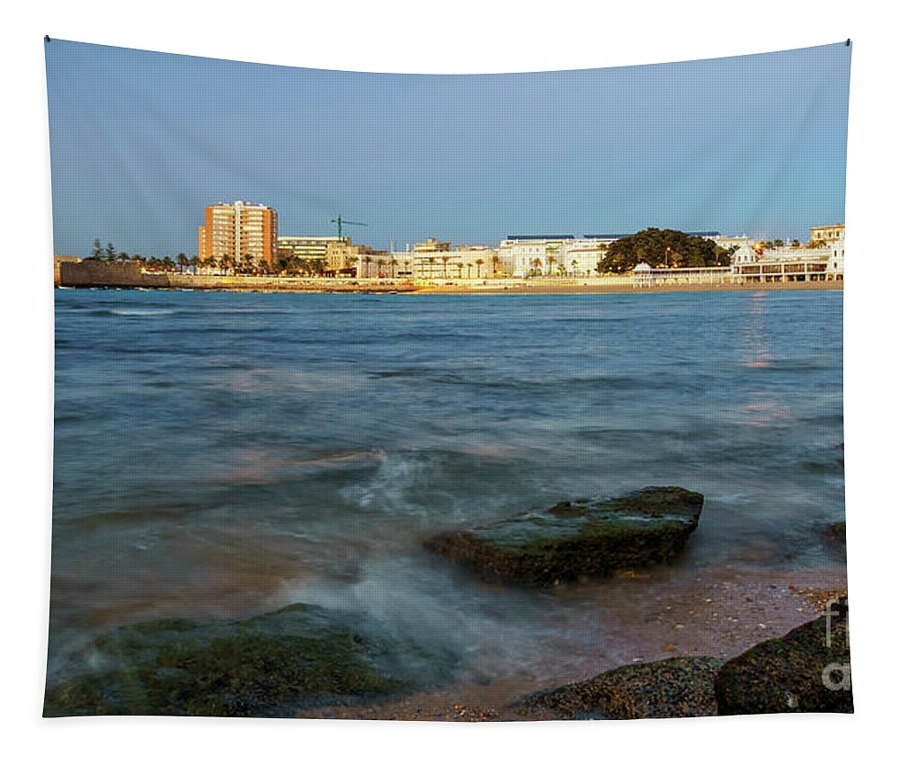 Coast Tapestry featuring the photograph Caleta Beach and Spa Cadiz Spain by Pablo Avanzini