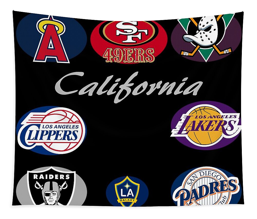 California Tapestry featuring the digital art California Professional Sport Teams Collage by Movie Poster Prints