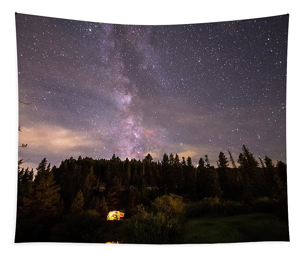 Milky Way Tapestry featuring the photograph Camping Under Nighttime Milky Way Stars by James BO Insogna