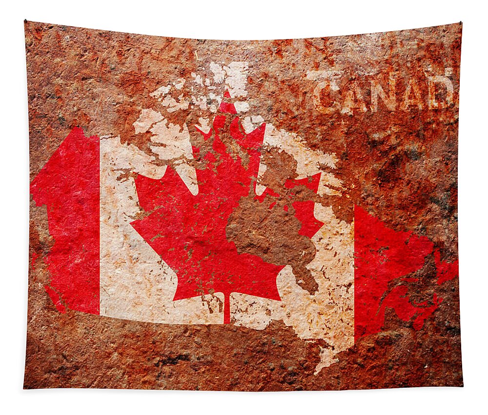 Canada Flag Tapestry featuring the digital art Canada Flag Map by Michael Tompsett
