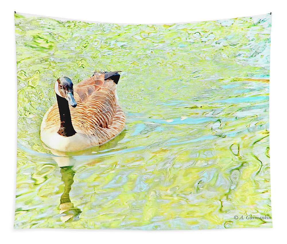 Canada Goose Tapestry featuring the photograph Canada Goose on a Stream by A Macarthur Gurmankin