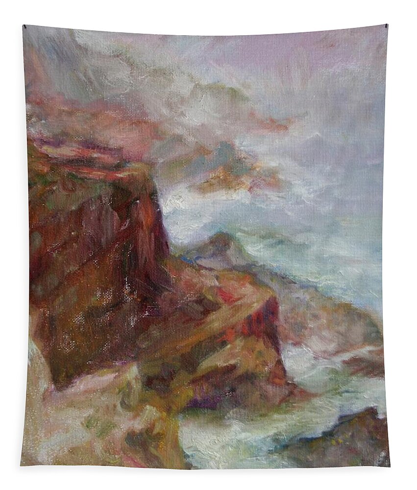 Impressionist Tapestry featuring the painting Cape Arago Afternoon by Quin Sweetman