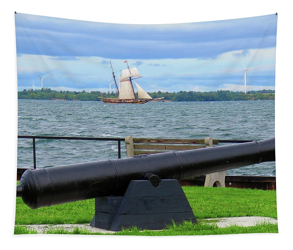 Cape Vincent Tapestry featuring the photograph Cape Vincent gun by Dennis McCarthy