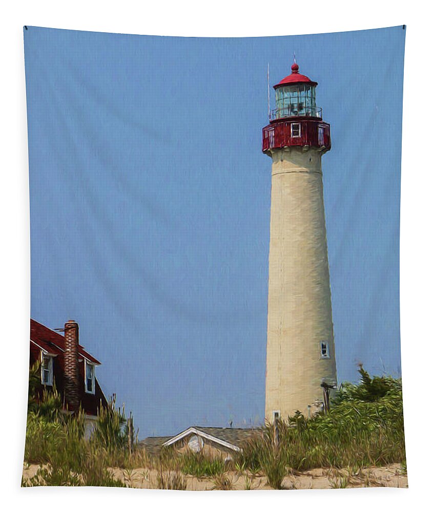 Cape May Tapestry featuring the photograph Cape May Lighthouse Vertical by Teresa Wilson