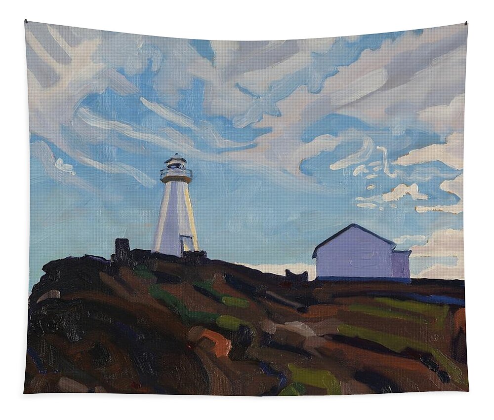 888 Tapestry featuring the painting Cape Spear Light by Phil Chadwick