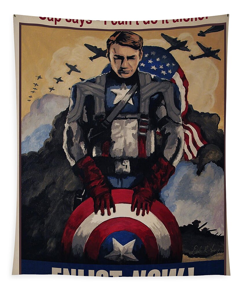Avengers Tapestry featuring the painting Captain America Recruiting Poster by Dale Loos Jr