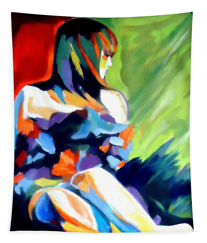 Nude Figures Tapestry featuring the painting Care free by Helena Wierzbicki
