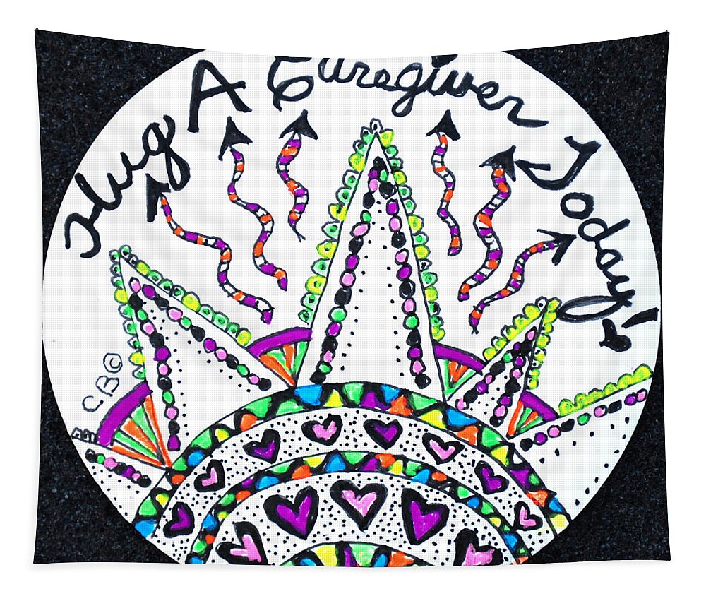 Caregiver Tapestry featuring the drawing Caregiver Hugs by Carole Brecht
