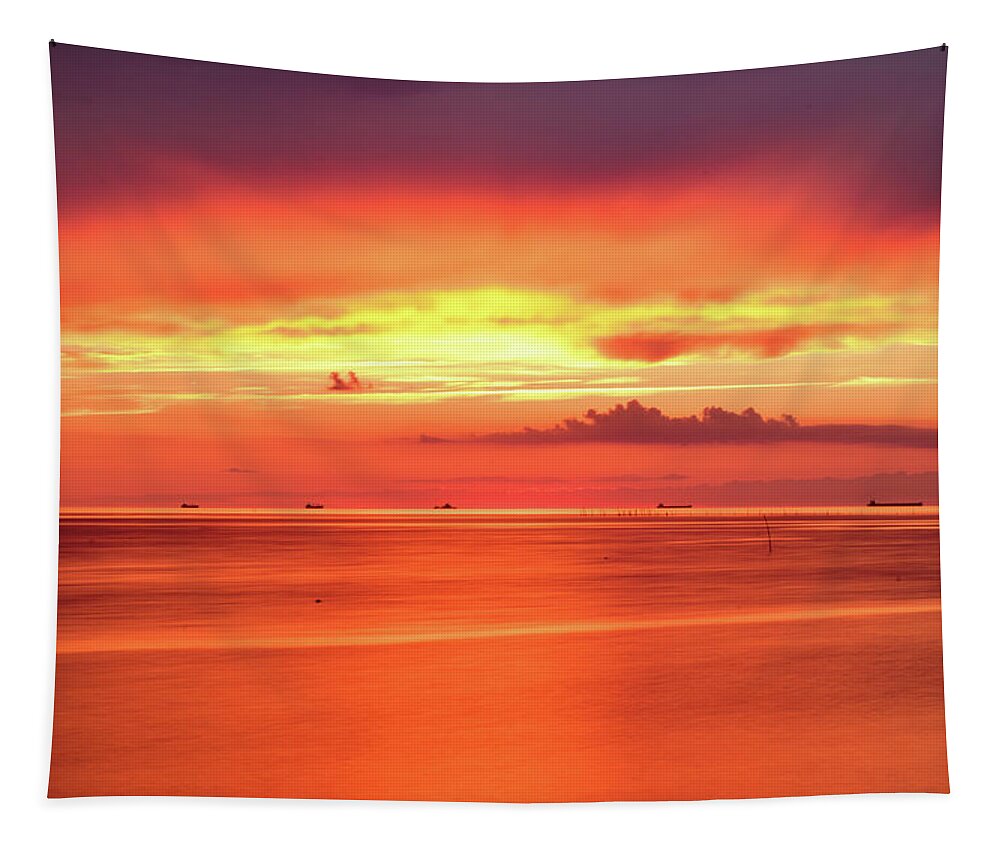 Sunset Tapestry featuring the photograph Cargo Line by Nicole Lloyd