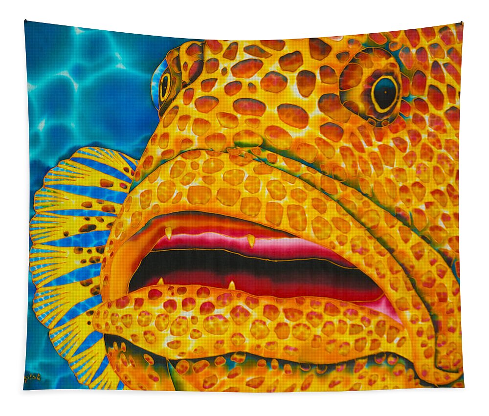 Tiger Grouper Tapestry featuring the painting Caribbean Tiger Grouper by Daniel Jean-Baptiste