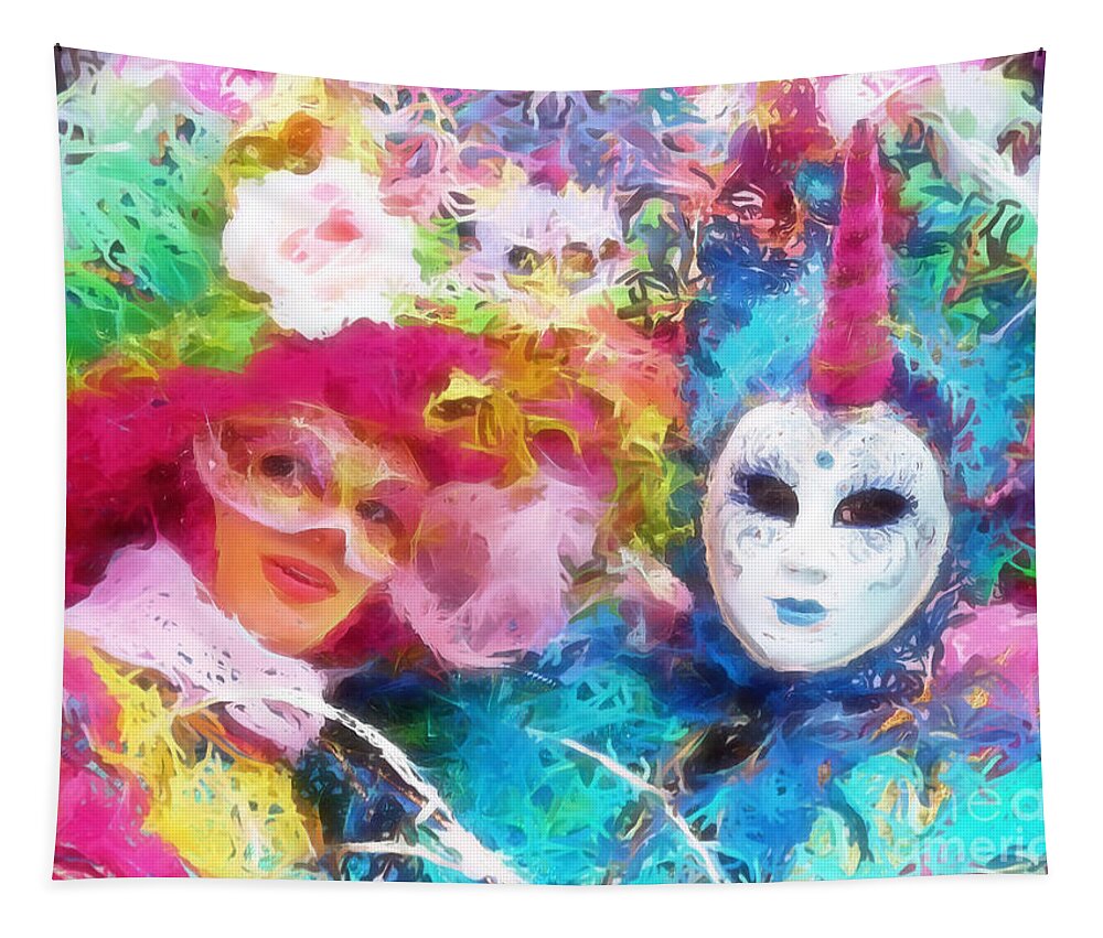 Venice Tapestry featuring the painting Carnevale by Jack Torcello