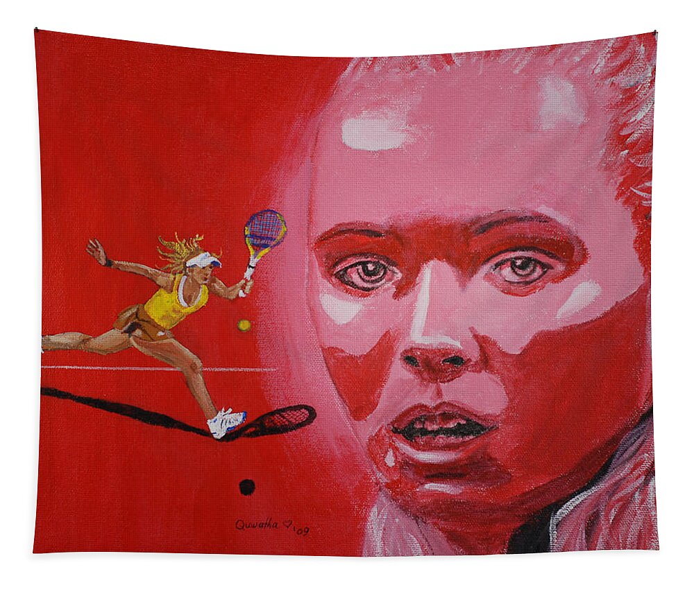 Tennis Tapestry featuring the painting Caroline Wozniacki by Quwatha Valentine