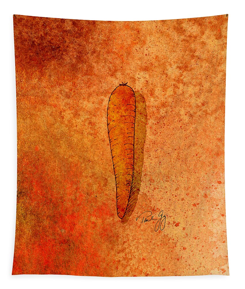 Carrot Tapestry featuring the mixed media Carrot by Paul Gaj