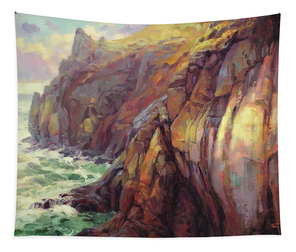 Sea Tapestry featuring the painting Cascade Head by Steve Henderson