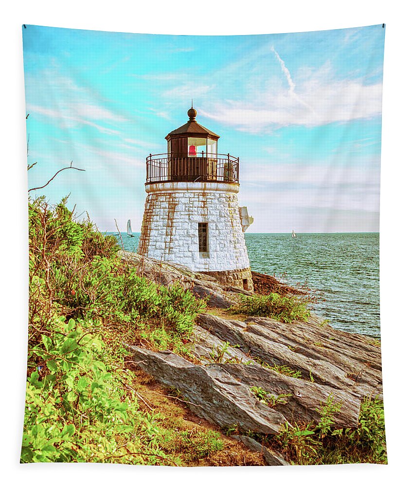 Castle Hill Lighthouse Tapestry featuring the photograph Castle Hill Lighthouse by Marianne Campolongo