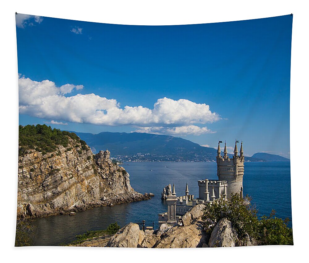 Russian Artists New Wave Tapestry featuring the photograph Castle Swallow Nest. Yalta. Crimea by Natalia Otrakovskaia