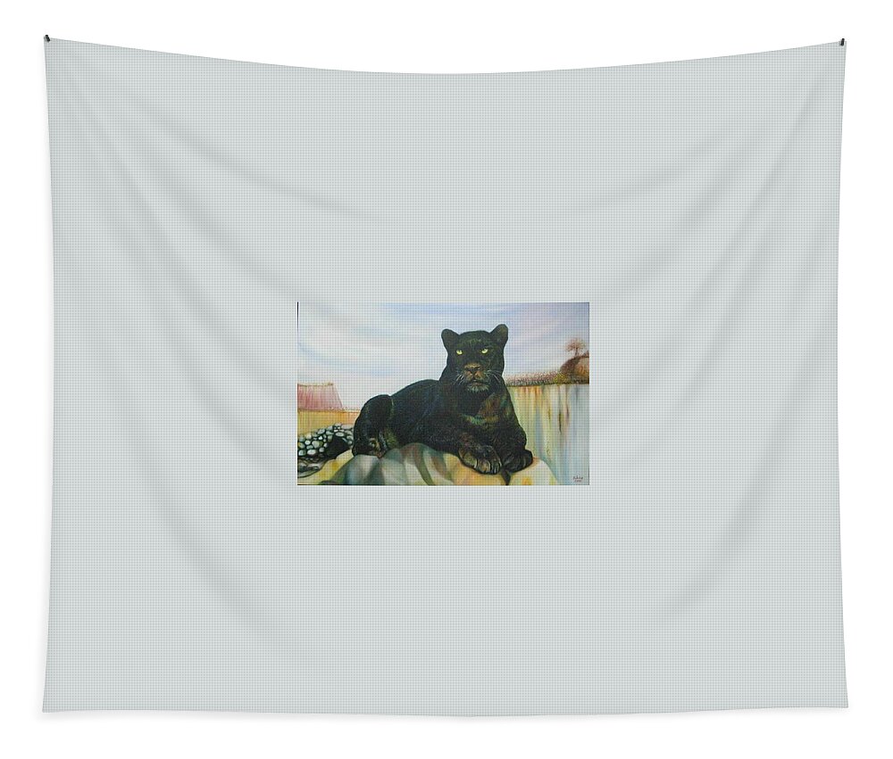 Cat Tapestry featuring the painting CAT and The Cave by Sukalya Chearanantana