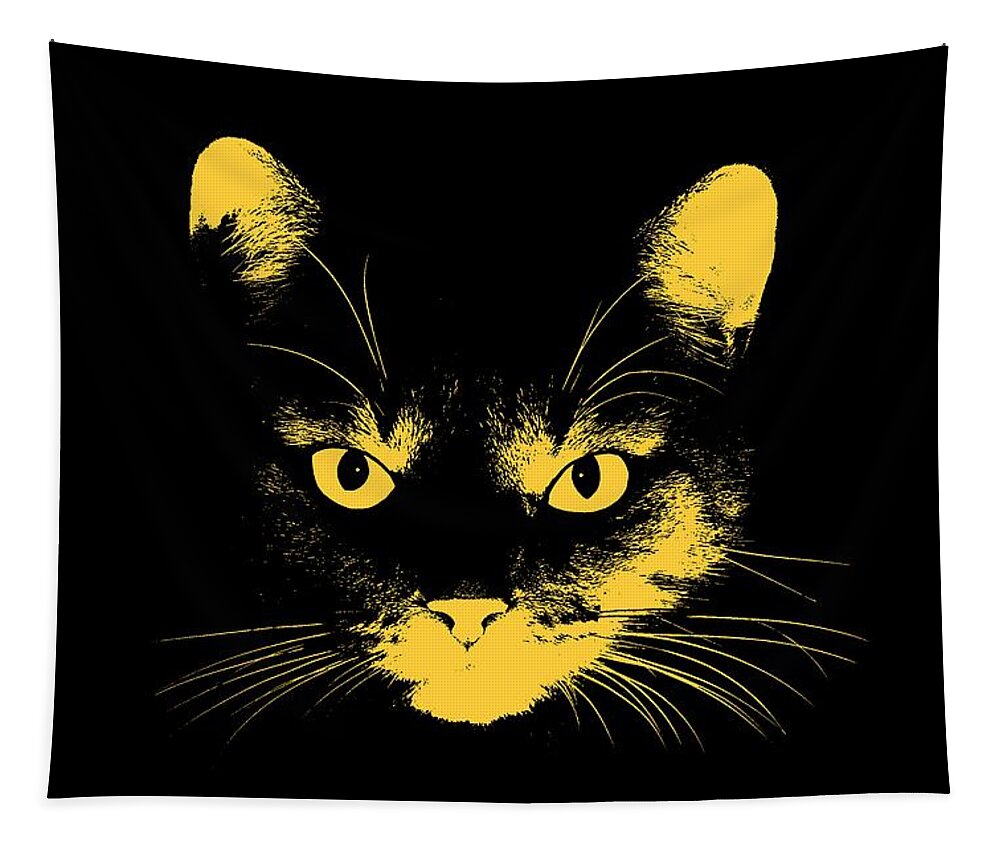 Cat Tapestry featuring the digital art Cat Stare with Transparent Background by John Haldane