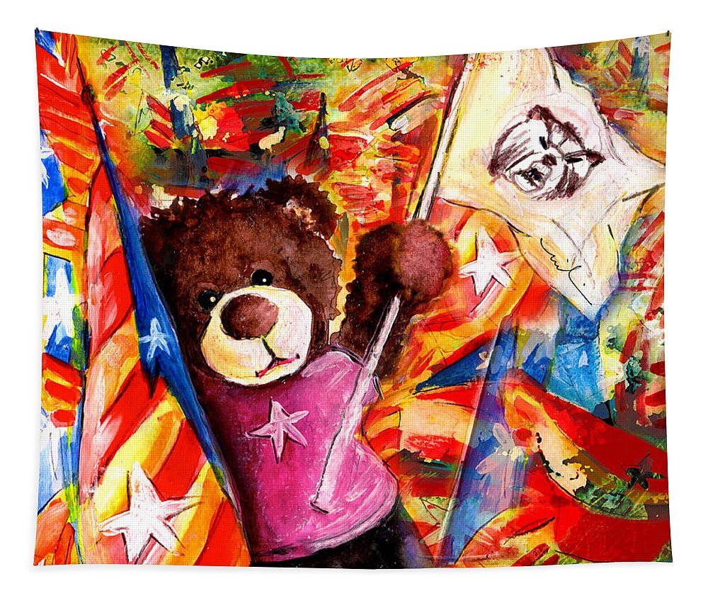 Animals Tapestry featuring the painting Catalonia Madness by Miki De Goodaboom